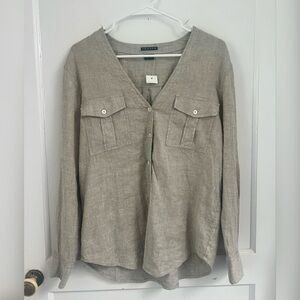 Theory Linen V Neck Tunic Top Size M $298 LIKE NEW